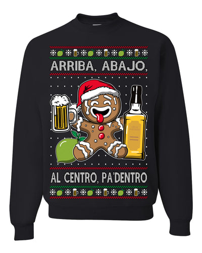 Arriba Abajo Al Centro Pa'Dentro Cheers to Health Salud Ugly Christmas Sweater Crewneck Sweatshirt