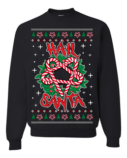 Hail Santa Funny Satanic Candy Devil Heavy Metal Satan Ugly Christmas Sweater Crewneck Sweatshirt
