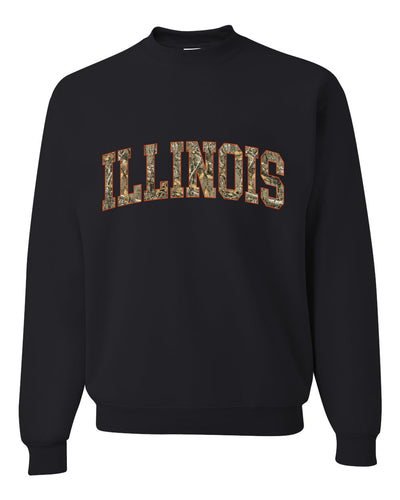 Illinois  Camo Fill Orange Outline Sweater, Unisex Crewneck Sweatshirts