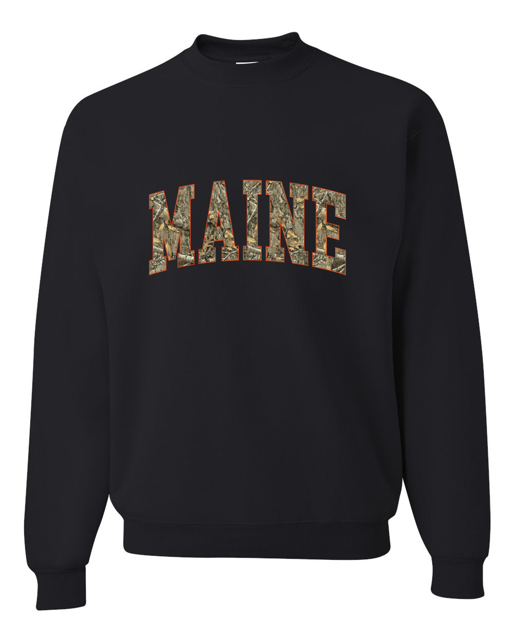 Maine  Camo Fill Orange Outline Sweater, Unisex Crewneck Sweatshirts