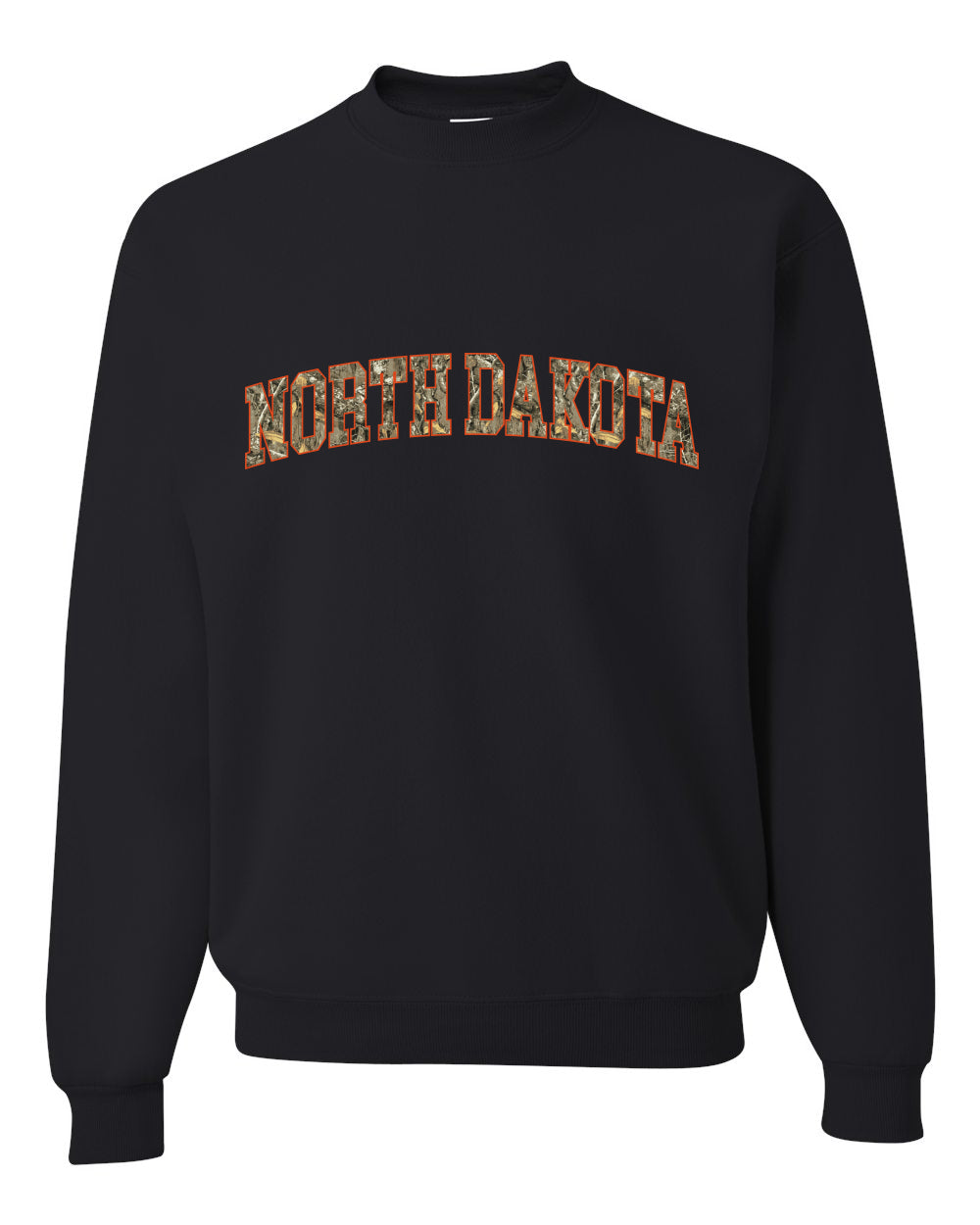 North Dakota  Camo Fill Orange Outline Sweater, Unisex Crewneck Sweatshirts