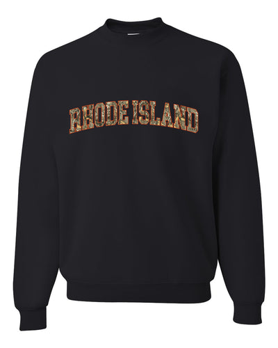 Rhode Island  Camo Fill Orange Outline Sweater, Unisex Crewneck Sweatshirts