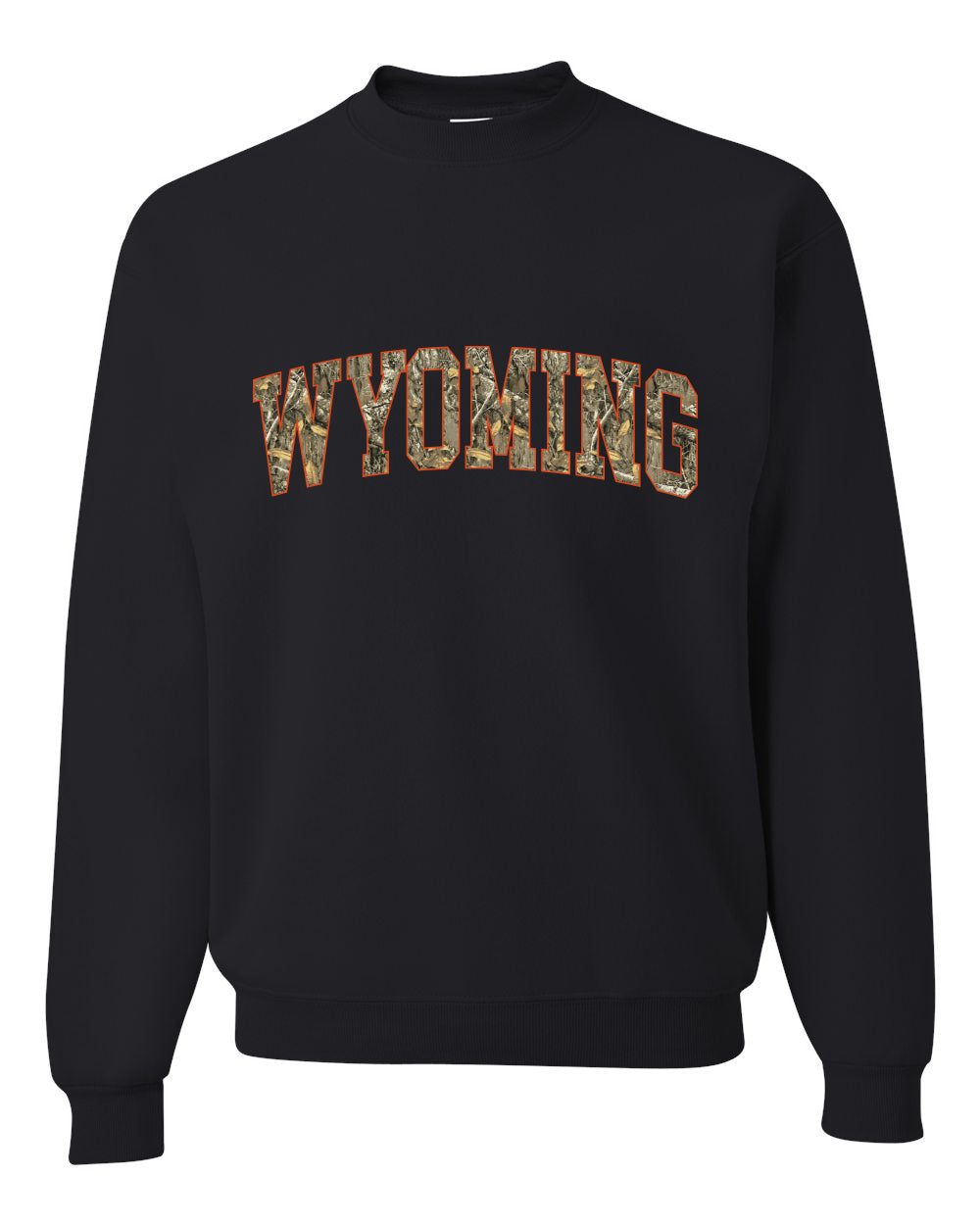 Wyoming  Camo Fill Orange Outline Sweater, Unisex Crewneck Sweatshirts