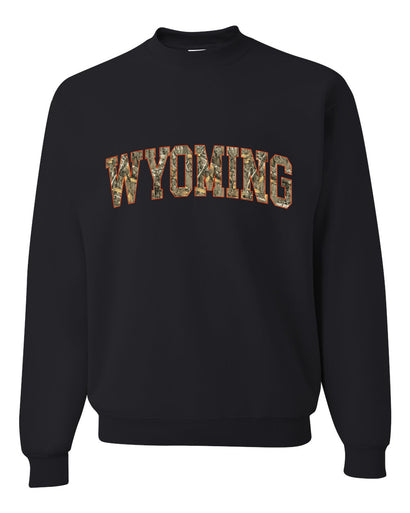 Wyoming  Camo Fill Orange Outline Sweater, Unisex Crewneck Sweatshirts