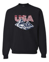 USA Winter Team Sports Fan Collection | USA Flag Mountainscape Sweater, Unisex Crewneck Sweatshirts