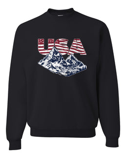 USA Winter Team Sports Fan Collection | USA Flag Mountainscape Sweater, Unisex Crewneck Sweatshirts
