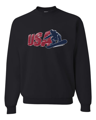 USA Winter Team Sports Fan Collection | USA Snowboarder Sweater, Unisex Crewneck Sweatshirts