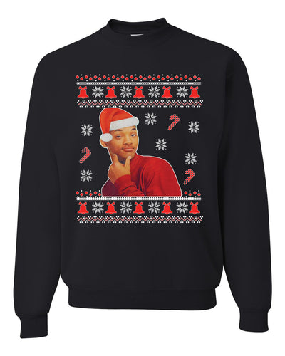 Will Smith Fresh Prince Of Bel Air  Christmas Xmas Candy Cane Ugly Christmas Sweater Unisex Crewneck Sweatshirt