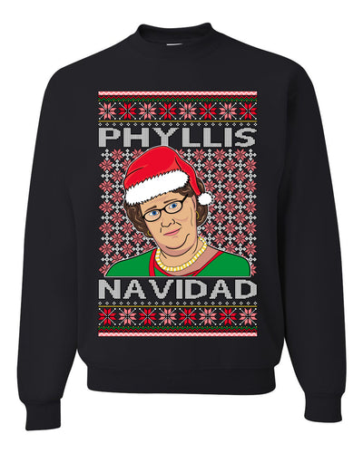 Office Phyllis Navidad Happy Holiday Ugly Christmas Sweater Unisex Crewneck Sweatshirt
