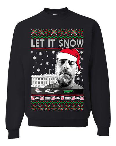 Hunter Let It Snow Biden Ugly Christmas Sweater Unisex Crewneck Sweatshirt