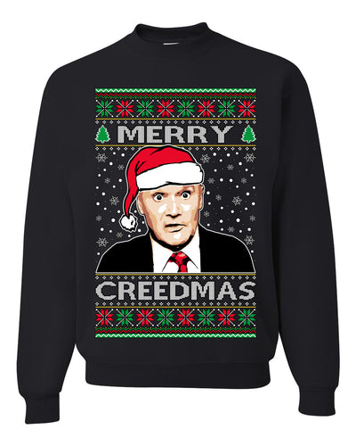 Merry Creedmas Office Humor TV Ugly Christmas Sweater Unisex Crewneck Sweatshirt
