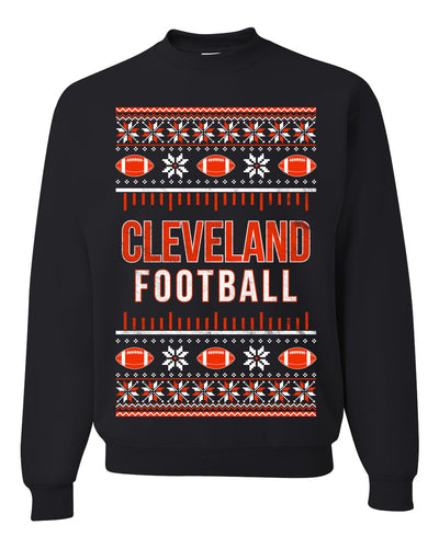 City of Cleveland CLE American Football Fantasy Fan Ugly Christmas Sweater Unisex Crewneck Sweatshirt