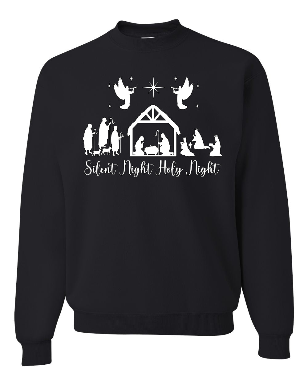 Silent Night Holy Night Religious Jesus Christmas Unisex Crewneck Sweatshirt