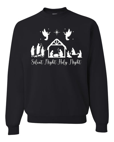 Silent Night Holy Night Religious Jesus Christmas Unisex Crewneck Sweatshirt