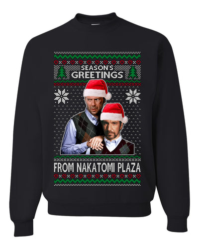 Season's Greeting From Nakatomi Plaza Ugly Christmas Sweater Unisex Crewneck Sweatshirt
