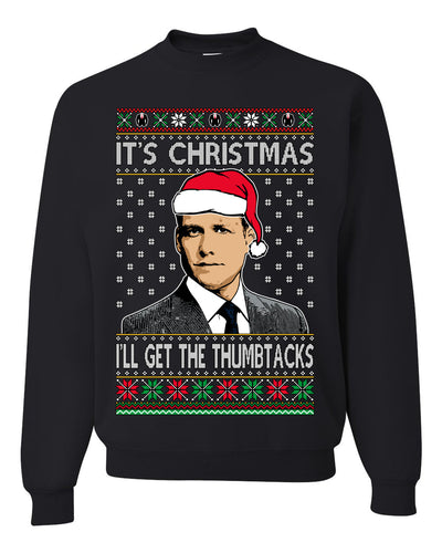 It's Christmas I'll Get The Thumbtacks TV Show Parody Ugly Christmas Sweater Unisex Crewneck Sweatshirt
