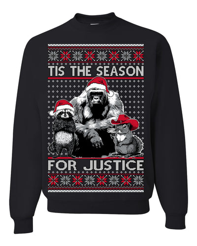 Tis the Season For Justice Harambe Peanut Fred Raccoon Ugly Christmas Sweater