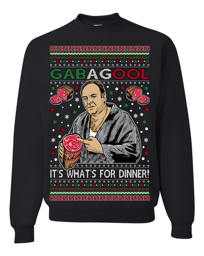 Gabagool It's What's for Dinner, Funny Tony Italian NJ New Jersey Mafia, Classic TV Show Ugly Christmas Sweater Crewneck Sweatshirt