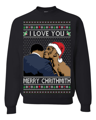 I Love You Merry Chrithmith Funny Boxing Fight Meme Classic Funny Xmas Ugly Christmas Sweater Crewneck Sweatshirt