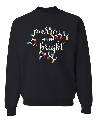Merry and Bright Christmas Lights, Cute Festive Colorful Christmas Design, Ugly Christmas Unisex Sweater, Crewneck Sweatshirts