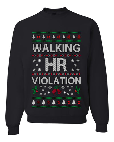 Walking HR Violation, Funny Office Humor Christmas Unisex Sweater, Ugly Christmas Crewneck Sweatshirts