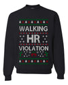 Walking HR Violation, Funny Office Humor Christmas Unisex Sweater, Ugly Christmas Crewneck Sweatshirts