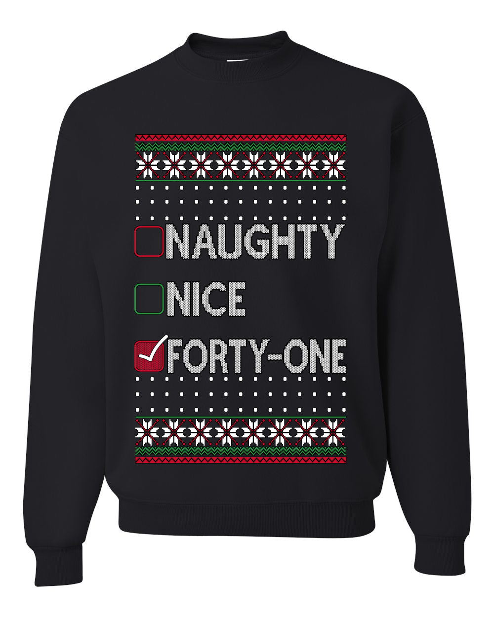Naughty Nice 41, Simple List, Ugly Christmas Unisex Sweater, Funny Meme, Crewneck Sweatshirts