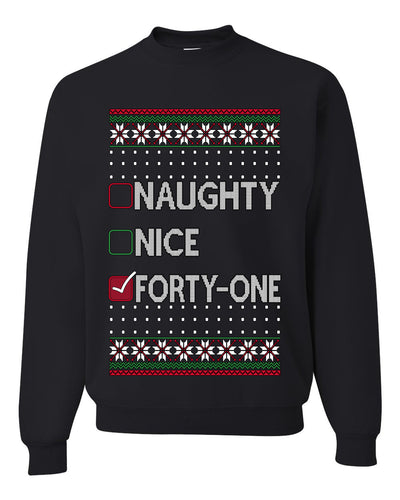 Naughty Nice 41, Simple List, Ugly Christmas Unisex Sweater, Funny Meme, Crewneck Sweatshirts