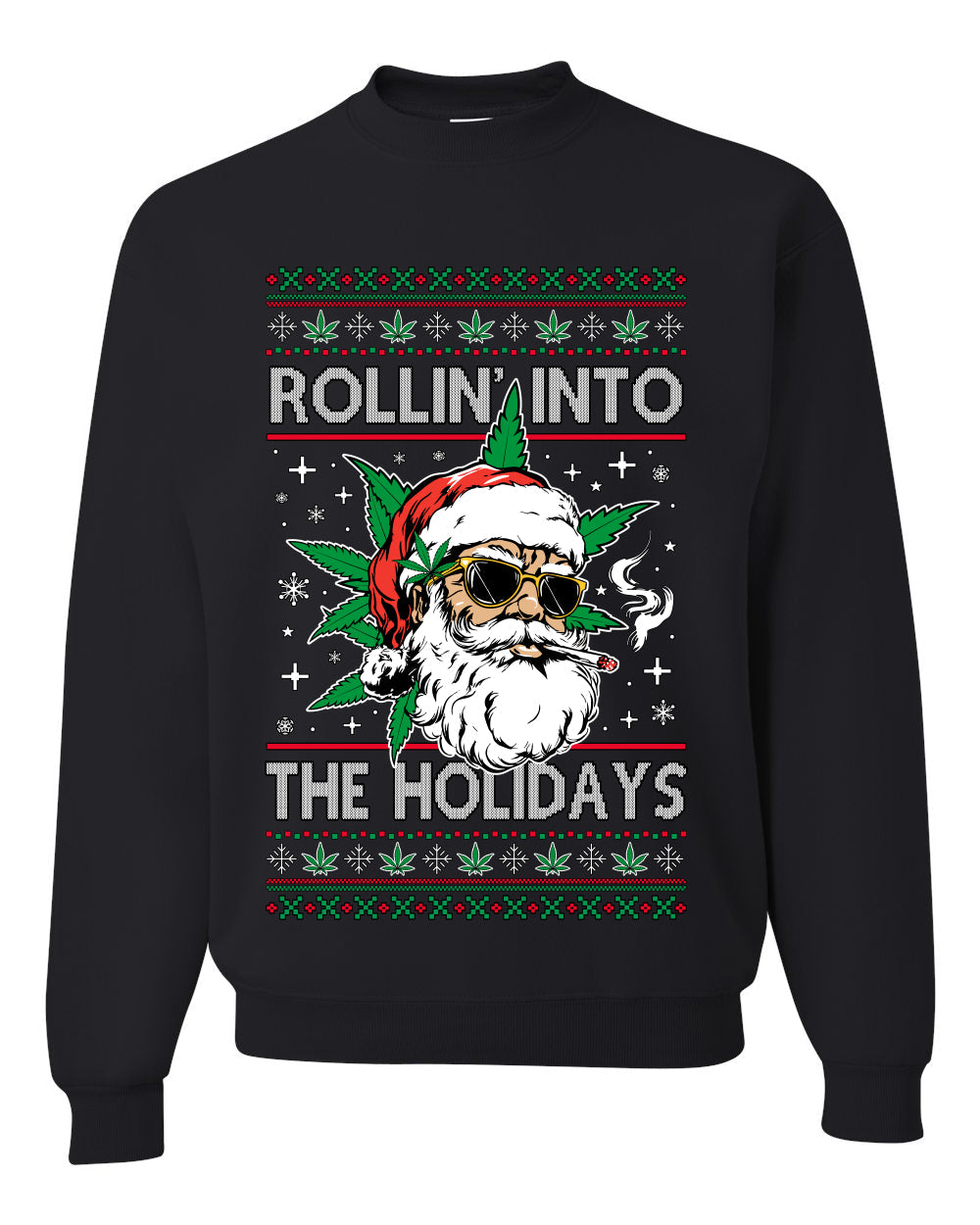 Rollin' Into The Holidays Christmas Sweater, Ugly Christmas Unisex Sweater, Crewneck Sweatshirts