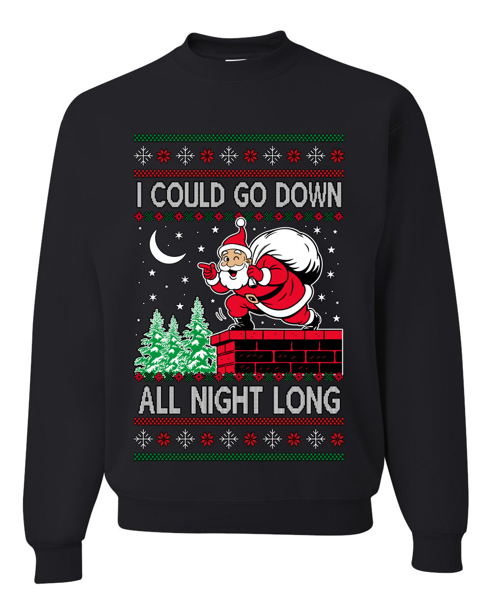 I Could Go Down All Night Long, Ugly Christmas Unisex Sweater, Crewneck Sweatshirts