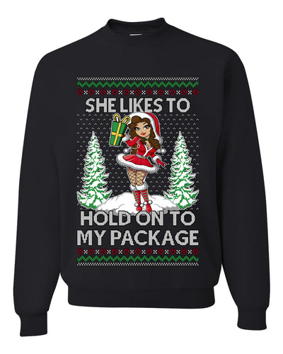 Hold My Package, Funny Unisex Ugly Christmas Crewneck Sweatshirts