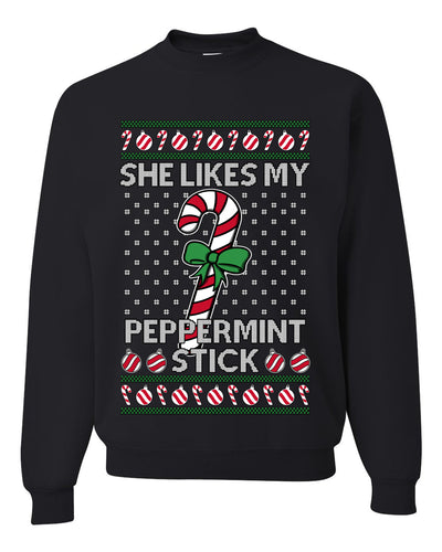 She Likes My Peppermint Stick, Unisex Ugly Christmas Sweater, Crewneck Sweatshirts