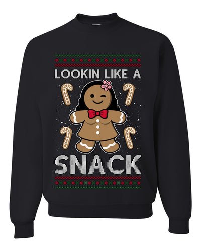 Lookin Like A Snack, Unisex Ugly Christmas Sweater Crewneck Sweatshirts