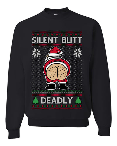 Silent Butt Deadly Farting Santa, Unisex Ugly Christmas Sweater, Crewneck Sweatshirts