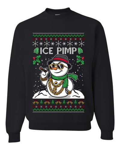 Snow Ice Pimp, Funny Unisex Ugly Christmas Sweater, Crewneck Sweatshirts