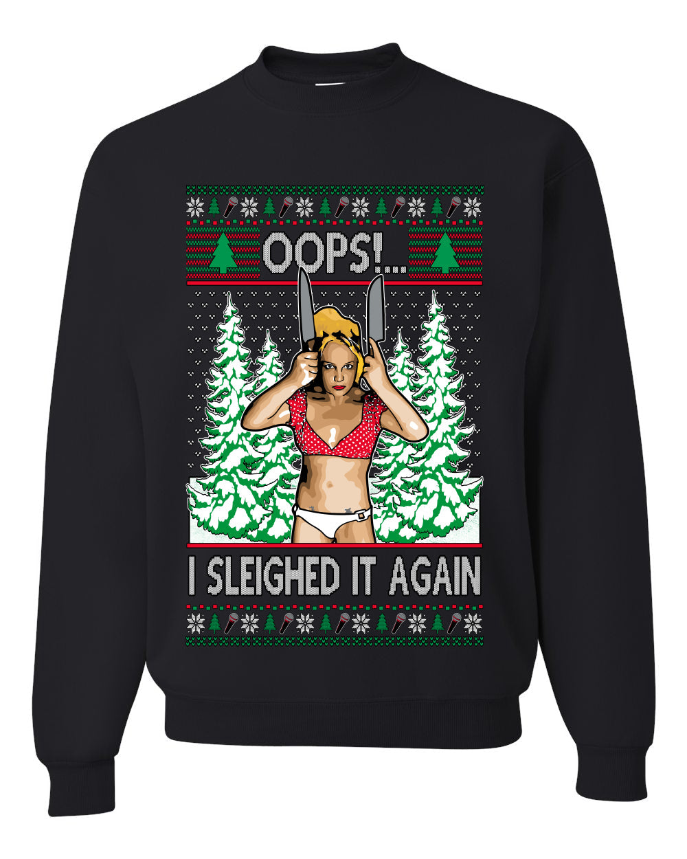 Funny, Knives Popstar Dancing, Music Lover Comedic Christmas Sweater Design, Unisex Crewneck Sweatshirts