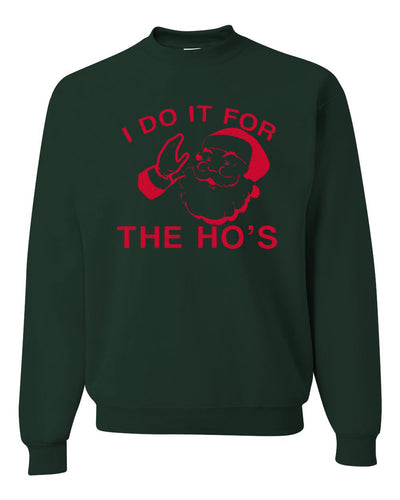 Red Santa I Do it for the Hos Merry Christmas Unisex Crewneck Graphic Sweatshirt