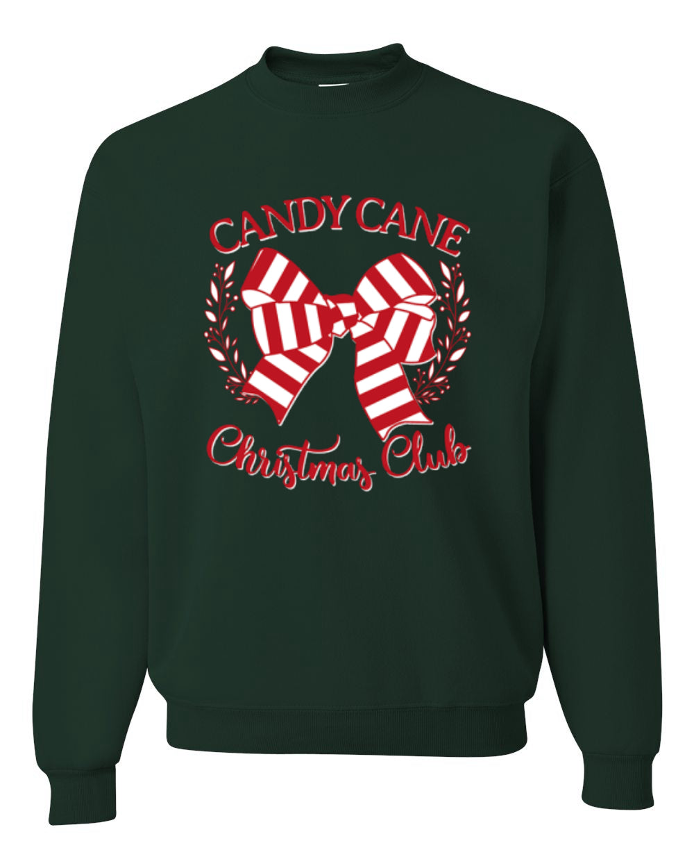 Candy Cane Christmas Club, Cute Bow Peppermint Design Unisex Christmas Sweater, Crewneck Sweatshirts