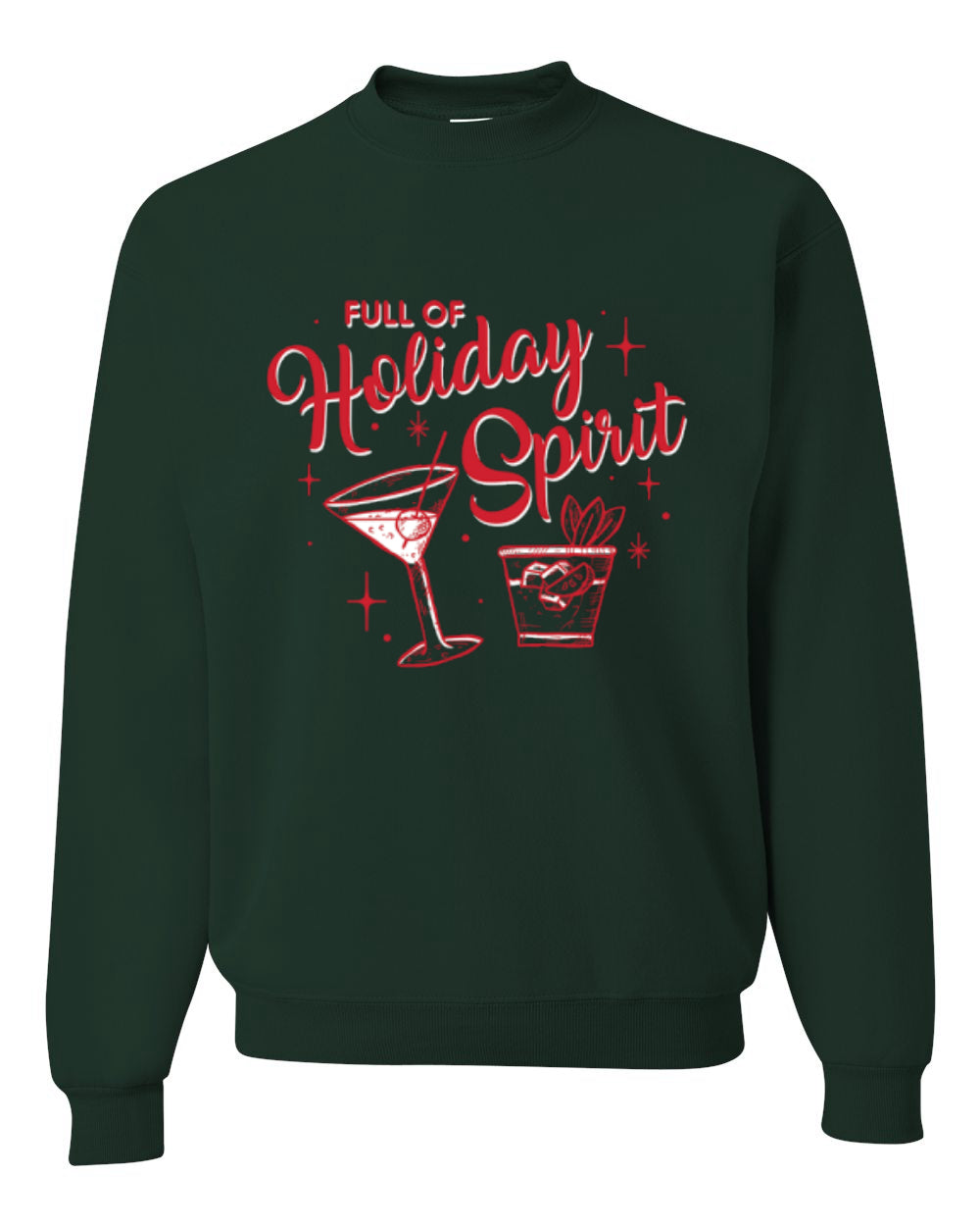 Full of Holiday Spirit, Martini Drink Holiday Design Unisex Christmas Sweater, Crewneck Sweatshirts