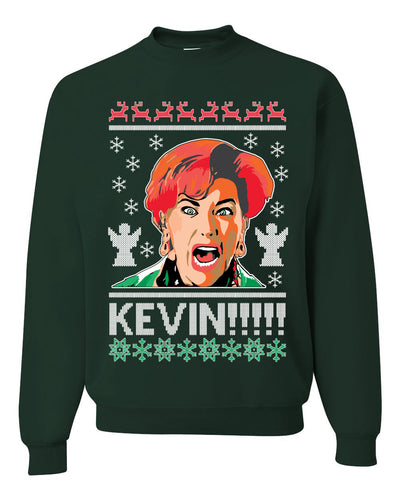 Kevin's Mom Screaming Kevin!  Ugly Christmas Sweater Unisex Crewneck Sweatshirt