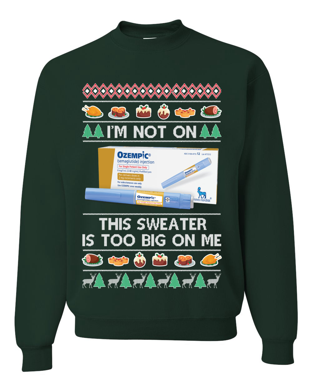 I'm Not On Ozempic This Sweat Is Too Big Ugly Christmas Sweater Unisex Crewneck Sweatshirt