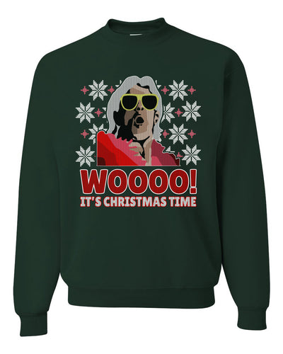 Woooo! It's Christmas Time Ugly Christmas Sweater Unisex Crewneck Sweatshirt