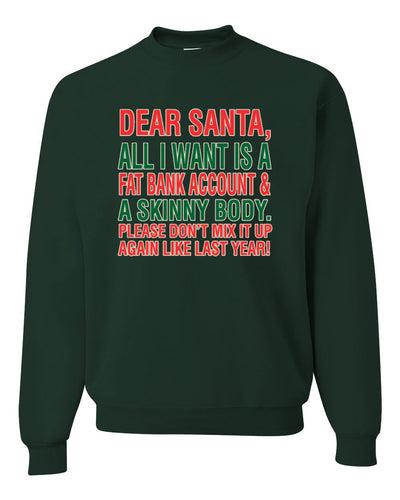 Dear Santa All I Want is Merry Christmas Unisex Crewneck Graphic Sweatshirt