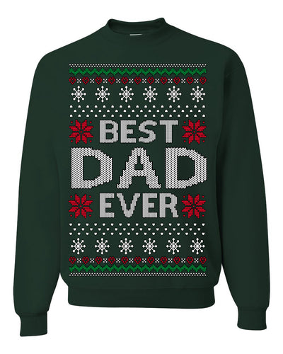 Best Dad Ever Classic Winter Holidays Ugly Christmas Sweater Crewneck Sweatshirt