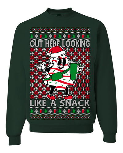 Out Here Looking Like a Snack Funny Cute Christmas Cookie Ugly Christmas Sweater Crewneck Sweatshirt