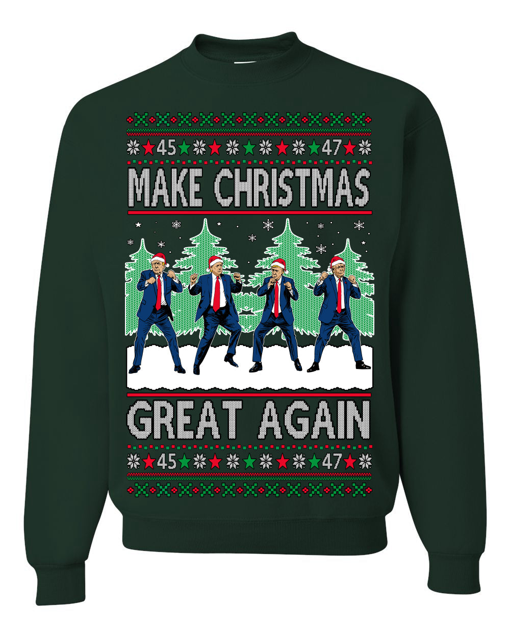 Make Christmas Great Again Shimmy Dance USA President Ugly Christmas Sweater Crewneck Sweatshirt