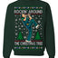 Rockin Around the Christmas Tree Raygun Viral Breakdancer Ugly Christmas Sweater Crewneck Sweatshirt