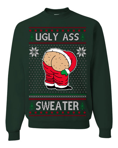 Ugly Ass Sweater Funny Santa Claus Butt Xmas Ugly Christmas Sweater Crewneck Sweatshirt