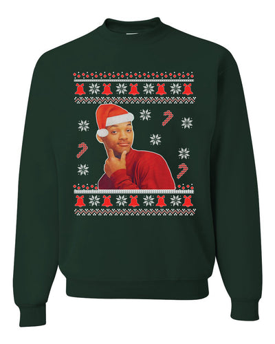 Will Smith Fresh Prince Of Bel Air  Christmas Xmas Candy Cane Ugly Christmas Sweater Unisex Crewneck Sweatshirt