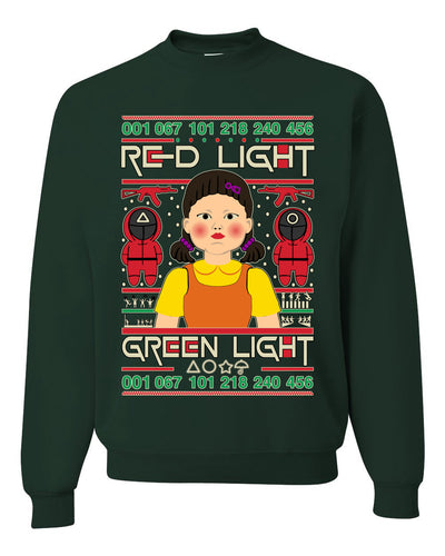 Red Light Squid Game Xmas Ugly Christmas Sweater Unisex Crewneck Sweatshirt